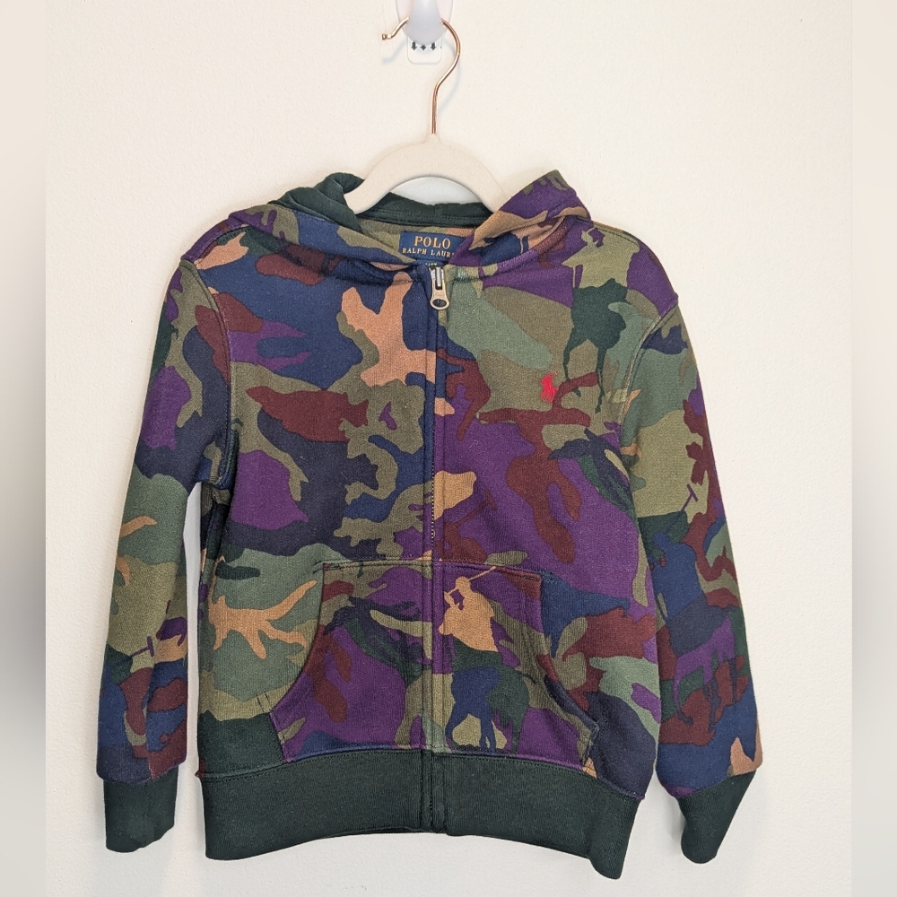 Polo Ralph Lauren Boy's Cotton Blend Hoodie Full zip Pony Logo Size 4T Camo